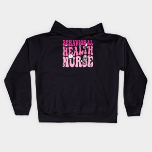 Cute Behavioral Health Nurse Groovy Retro Pink Kids Hoodie